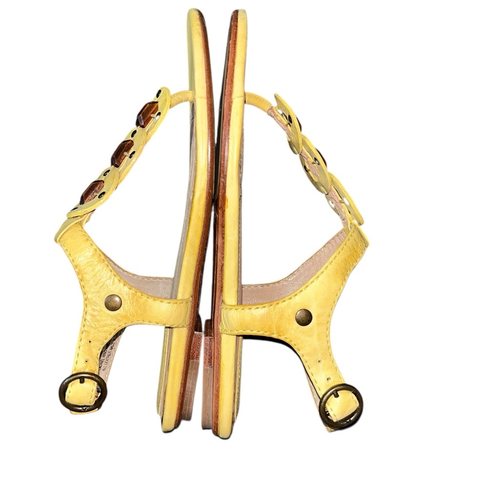 Frye Laurel Ring Yellow Leather Sandals Minimalist Thong Style - Picture 3 of 5
